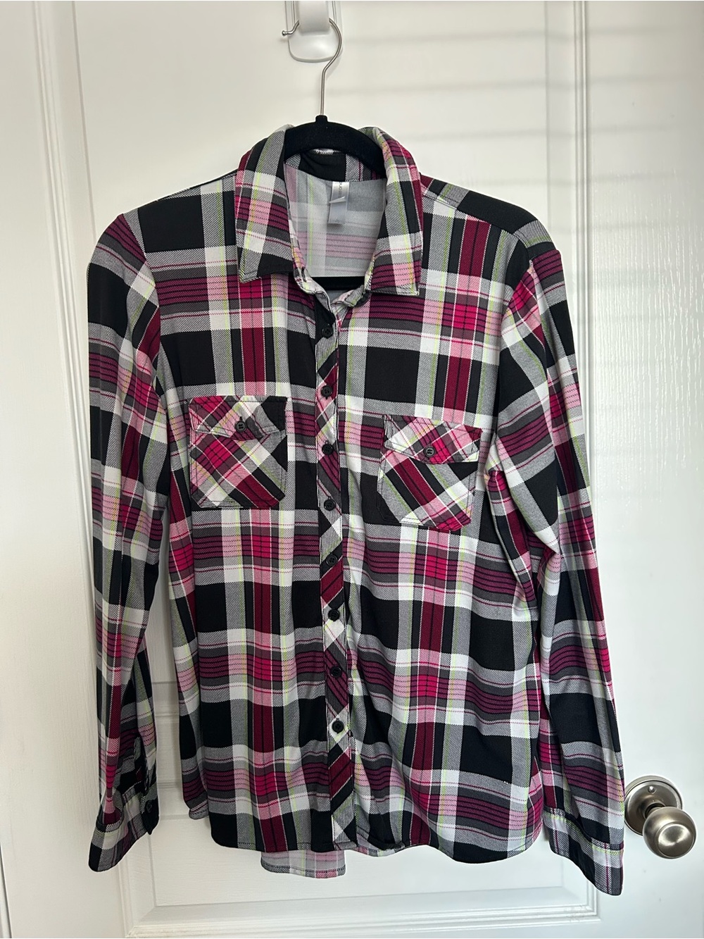 Warehouse Black & Pink Plaid Button-Down Shirt